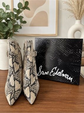 Sam Edelman Rita Snake Print Ankle Booties – Women's Size 7.5M